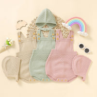 Baby Girl's Solid Color Sling Triangle Romper Hat Suit