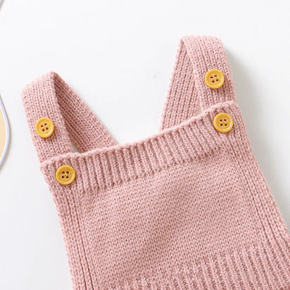 Baby Girl's Solid Color Sling Triangle Romper Hat Suit