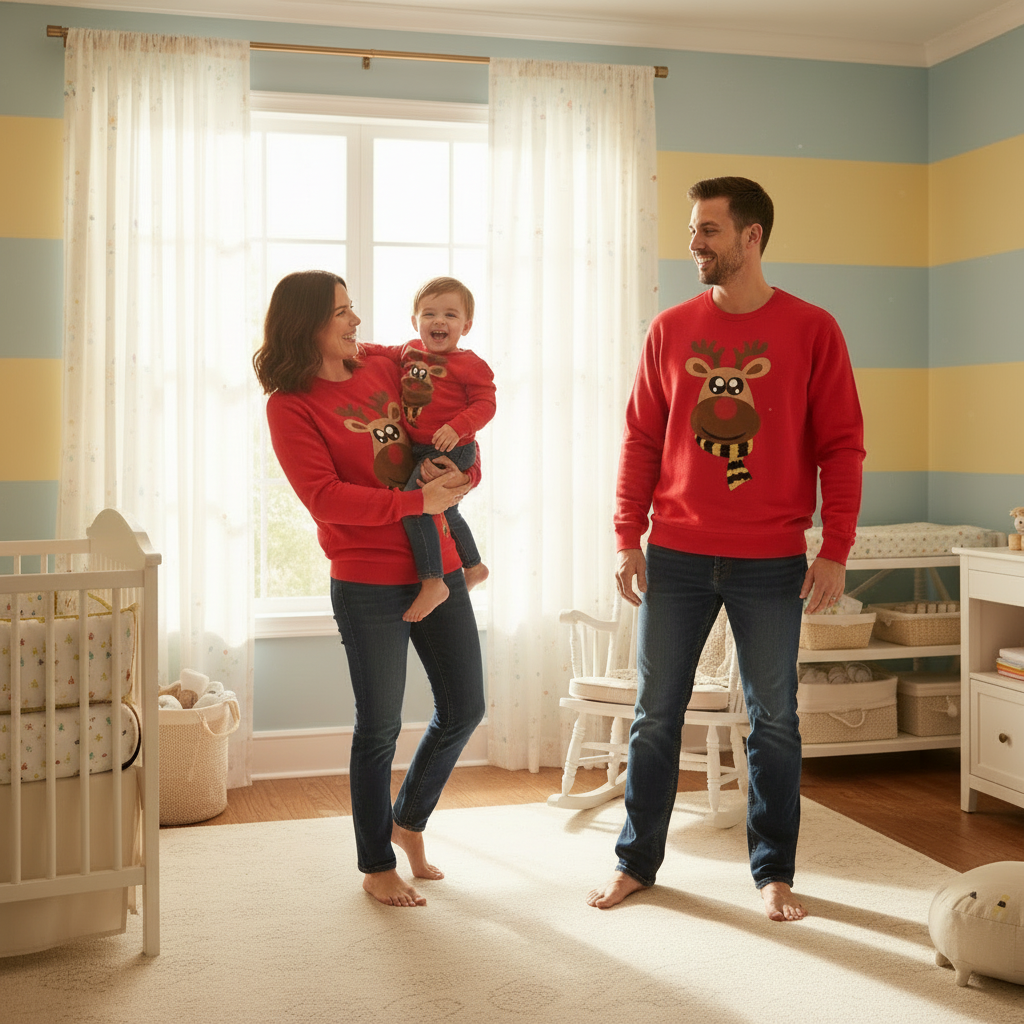 Parent-child Sweater Three-mouth Family Christmas Clothes