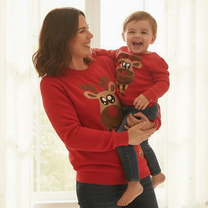 Parent-child Sweater Three-mouth Family Christmas Clothes