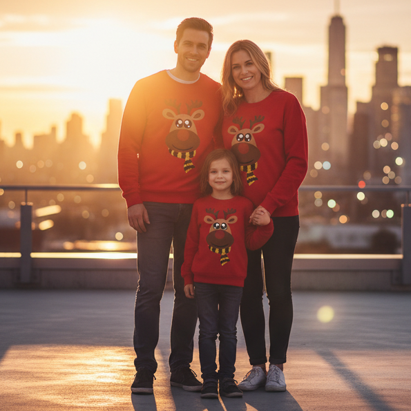 Parent-child Sweater Three-mouth Family Christmas Clothes