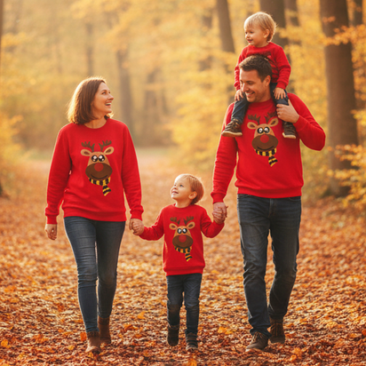 Parent-child Sweater Three-mouth Family Christmas Clothes