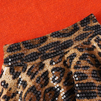 Top Sequin Leopard Print Skirt Two-piece Set