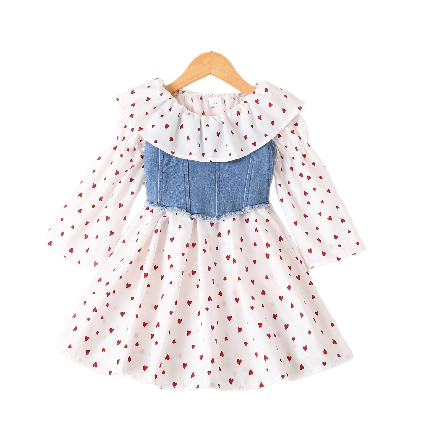 Girl's Printed Long Sleeve Dress Two-piece Set