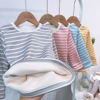 Children's Thermal Underwear Winter Pajamas High Waist Belly Protection Velvet Underwear Set Two-piece Set