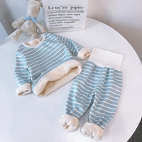 Children's Thermal Underwear Winter Pajamas High Waist Belly Protection Velvet Underwear Set Two-piece Set