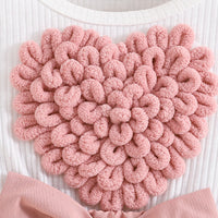 Puff Sleeve Love Top Rose Red Bowknot Short Dress Three-dimensional Flowers