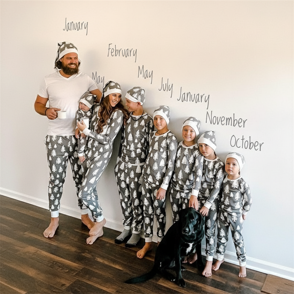 New Christmas Tree Printed Parent-child Suit Home Clothes