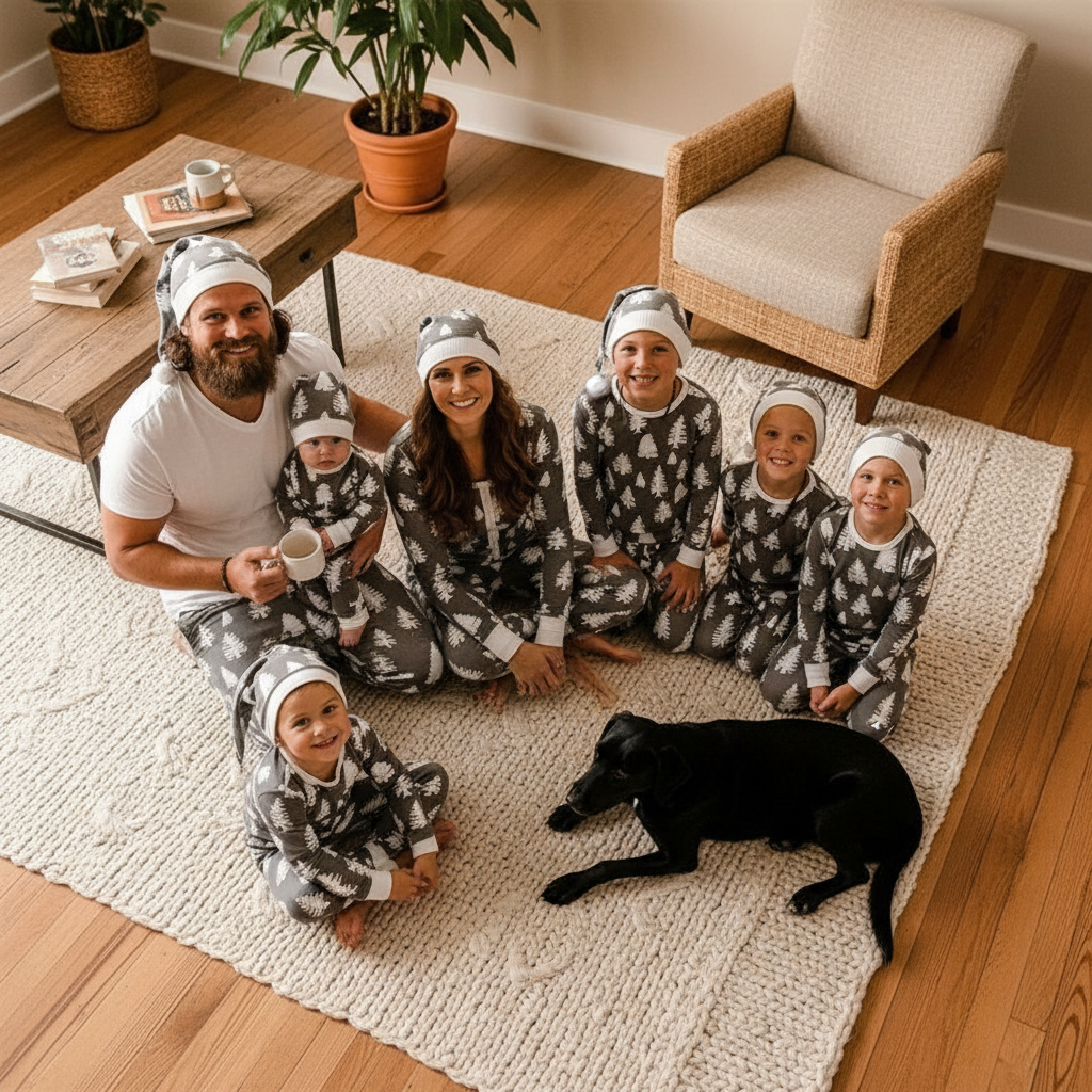 New Christmas Tree Printed Parent-child Suit Home Clothes