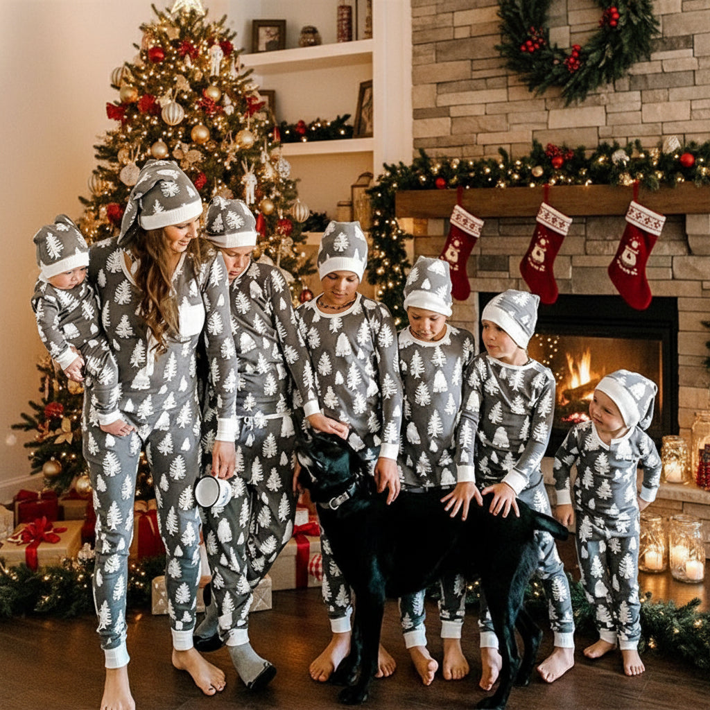 New Christmas Tree Printed Parent-child Suit Home Clothes